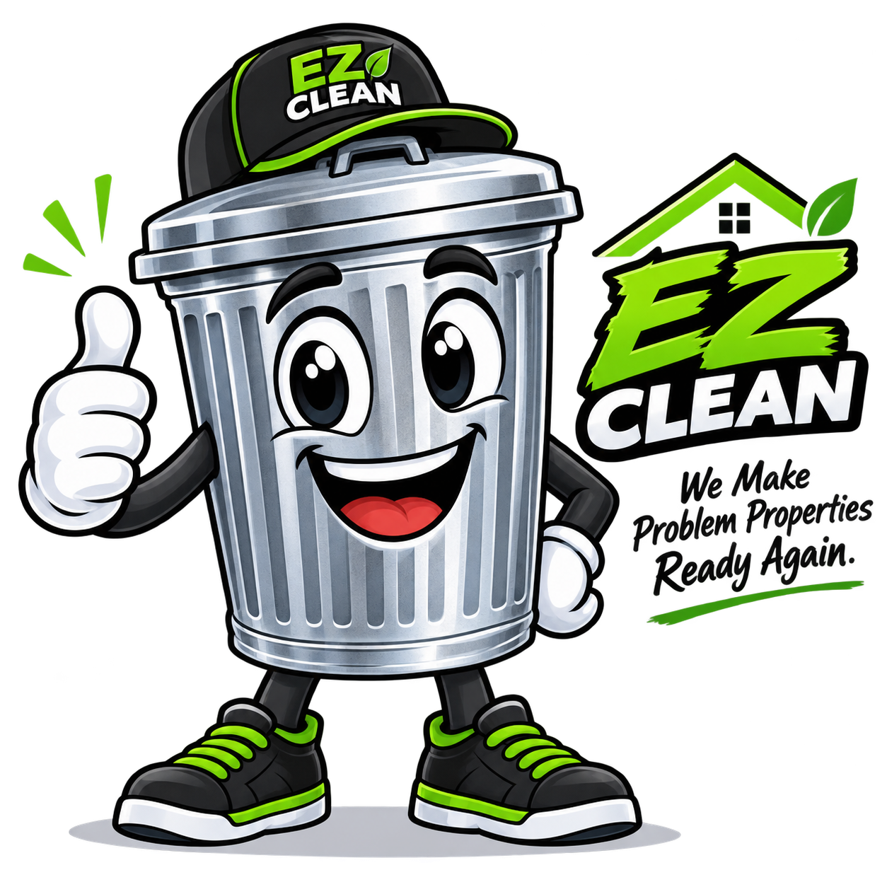 EZ Clean mascot giving a thumbs up